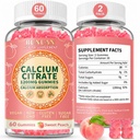 Calcium Citrate Gummies 1200mg – High Absorption Calcium Supplement for Women Men, Sugar Free Calcium Gummies for Bone, Muscle & Immune Support, Non-GMO, Gluten Free, Vegan, Peach Flavor, 120 Count