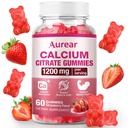 1200mg Calcium Citrate Gummies, Chewable Calcium Supplement for Men & Women, Muscle & Bone Support, Strawberry Flavor, 60 Count