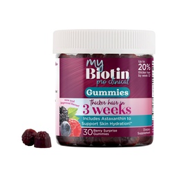 Zuiverheid Producten MyBiotin ProKlinical Gummies - dikker haar vanaf 3 weken en gevechten rimpels - MB40X Biotin Matrix w/Astaxanthine - 40X Meer oplosbaar vs Gewone Biotine 30 Berry Gummy Kauwt