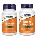 NOW Foods Digestive Enzyme Bundle* - Dairy Digest Complete 90 Veg Capsules + Super Enzymes Digestive Enzymes for Women & Men 90 Capsules - Supports Digestion of Lactose, Dairy, Fat, Carbs and Protein*