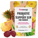 Feminine Probiotics Slippery Elm Gummies - Women's Probiotic for Vaginal Moisture PH Balance Immune Support Healthy Flora & Digestive Health - Tropical Pineapple Flavor Vegan Gluten-Free