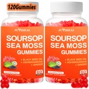 (2 Pack) Soursop Graviola with Sea Moss Gummies, 10-in-1 Soursop Leaves Extract with Vitamin C, Zinc for Immunity and Antioxidant, Gluten Free, Vegan 120 Gummies