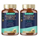 25-in-1 Magnesium Complex w/Methylated B Complex Women Men, 2 Bottles