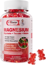 Magnesium Glycinate Gummies,Magnesium Potassium Supplement with Taurate, Malate, Vitamins D, C, B6, Calcium,Body Support,Raspberry Magnesium Gummies for Adults&Kids