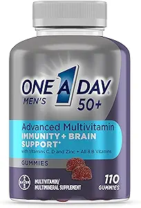 Eén dag mannen 50+ Gummies, geavanceerde multivitamine voor mannen met hersenondersteuning en ondersteuning van de immuniteit, vitamines voor mannen met Super 8 B vitamine complex, 110 Tellen