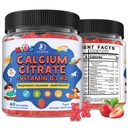 Kids Calcium Citrate Gummies with Vitamin D3 Supplement, Calcium Citrate 300/600 mg with Magnesium Zinc & Multivitamin for Kids 4+, Support Bone Muscle & Digestive Health, Sugar Free Strawberry,120ct
