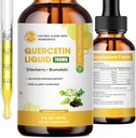 (2 Pack) Quercetine Liquid Drops - quercetine Supplementen 700mg - 4X Sterker dan pillen & capsules - 5 in 1 quercetine met bromelain Vlierbessen Vitamine voor Immunity Respiratory Wellness - 2 Fl Oz*2