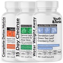Youth & Tonic Detox Cleanse Extra Water Loss Kick Off Weight Management | ACV Detox 15 Day Colon Cleanse Water Away |150 Pills