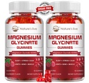 Magnesium Glycinate Gummies 400mg-Potassium Magnesium Supplement with Magnesium L-Threonate 200mg for Calm Mood & Sleep for Adults, 2 Pack, Raspberry Gummies
