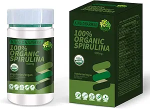 Gecertificeerd 100% Organische Spirulina Tabletten 500mg,300 Graaf,Rijk aan Beta-Caroteen (Vitamine A) en B-12 met natuurlijk voorkomende GLA,Vega Non-GMO-Superfood Supplement