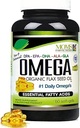 Natuurlijke Omega 3-6-9 Blend met DPA, EPA, DHA, ALA en GLA en biologische Vlaszaadolie Plus Wild Betrapt Natuurlijke Visolie - Meer dan 2.800 Milligram Kracht - Glutenvrij - Gemaakt in de VS - 60 SoftGels