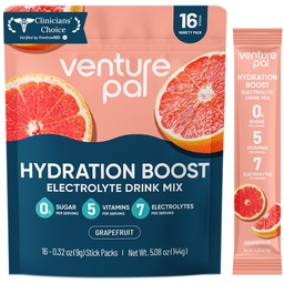 Venture Pal Sugar Free Electrolyte Powder Packets - Liquid Daily IV Hydration Packets for Rapid Rehydration | 7 Electrolytes & 5 Vitamins | Keto Friendly | Non-GMO | Vegan | Fast Dissolve | 16 Sticks