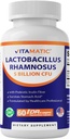 Vitamatic Lactobacillus Rhamnosus 5 miljard per DR-capsule (10 miljard per 2 capsules) - 60 telling - Geavanceerde spijsverterings- en immuunondersteuning - gemaakt met prebiotische Inulinevezel