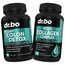 Colon Cleanse Detox & Collagen Peptides - 15 Day Colon Cleanse Pills & Probiotic - Multi Collagen for Women & Men Complex Capsules, Skin, Hair & Nails - Bowel Movement Supplements for Stomach Bloating