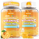 Liposomal Vitamin C Gummies 1000mg 500mg for Adults & Kids, Vitamin C Chewable + Zinc, D3, E, Citrus Bioflavonoids, Gentle Buffered Vitamin C Supplements for Immune Support, Sugar Free Vit C, 120 Cts