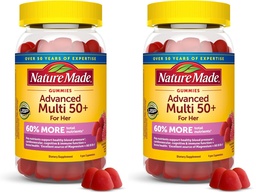 Nature Made Advanced Multivitamin Gummies 50 + for Her, Womens Multivitamins Gummies with Magnesium Citrate, Vitamin D3, Zinc, Calcium and All 8 B Vitamins, 28 Day Supply, 84 Count (Pack of 2)