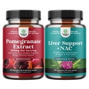 Bundle of Pomegranate Extract Capsules Antioxidant Supplement for Heart Health Joint Support and Liver Support NAC Supplement with Milk Thistle for Liver Cleanse Detox & Repair - N Acetyl Cysteine