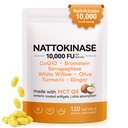 Nattokinase 10,000 FU with MCT Oil – 120 Enteric Coated Softgels | Triple Enzyme Complex with CoQ10, Serrapeptase, Bromelain & Turmeric | Ultra Absorption Formula for Heart & Circulation Support