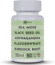 Black Seed Oil 3000mg Sea Moss 3000mg Ashwagandha 1000mg Turmeric 1000mg Burdock 1000mg Bladderwrack 1000mg & Elderberry Manuka Chlorofyll Dandelion Yellow Dock - (90 Capsules Pack of 1)