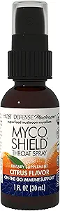 Host Defense MycoShield Throat Spray - Immune Health Support - Dietary Mushroom Supplement with Chaga, Reishi, Turkey Tail & More - On-The-Go Immune Support - Citrus Flavor, 1 fl oz (71 Servings) *