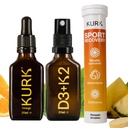Vitamin D3 K2 Oral Spray, Sport Electrolyte Tablets (Pineapple 20 Tabs), and High Strength Liquid Curcumin Oil from Turmeric (Orange 1 Fl Oz)
