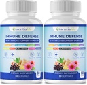 Immuunondersteuningssupplement - 2 verpakkingen 10 in 1 vlierbes, echinacea, vitamine D, vitamine C 1000mg en zinksupplement - met Immuun Booster voor volwassenen - 120 vitamines Capsules