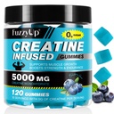 Creatine Monohydrate Gummies, Chewables Creatine Monohydrate for Women & Men, 5g Creatine Monohydrate Per Serving, No Sugar, Low-Calorie, Supports Muscle Growth, Blue Raspberry Flavor - 120 Gummies
