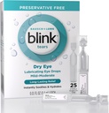 Blink Tears Smeermiddelen Oogdruppels Conserveervrij, vochtinbrengend en kalmerend voor milde tot matige droge ogen, met Hyaluronaat, vermindert ongemak, langdurige hydratatie, 0,01 flacons voor eenmalig gebruik, 25 tellen