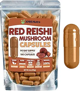 Reishi Paddestoelen Capsules - 180 Graaf Rode Reishi Paddestoelen Capsules - 3 maanden Levering Real Paddenstoelen Reishi Supplement Pillen voor Cognitieve en Immune Boost - Paddestoelen Reishi Hongo Reishi Organico