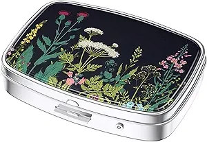 Nipichsha pil Box, kleine pil geval voor portemonnee & Pocket, schattige reis medicijnen Organisator, draagbare geneeskunde container houder om vitamines te houden, medicijnen, visolie & supplement, grijs zwart goud