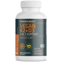 Bronson Vitamin K2+D3 2 in 1 Support Vitamin K2 as MK-7, 60 Tablets | Vegan 2-in-1 Bone & Heart Health Support Formula, Gluten Free, Non GMO