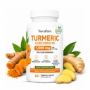Nuvapure Turmeric Curcumin Supplement 1000mg - 95% Curcuminoids, with Black Pepper & Ginger, Daily Joint and Immune Health Support, 60 Count