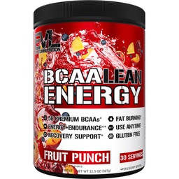 EVL BCAA Lean Energy Powder - Pre-workout Green Tea Fat Burner Ondersteuning met BCAA's Aminozuren en Clean Energizers - BCAA Powder Post Workout Herstel Drank voor Lean Muscle Recovery - Fruit Punch
