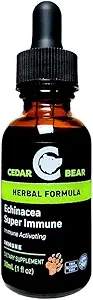 Cedar Bear Echinacea Super Immune Blend een vloeibare kruidensupplement dat uw immuunsysteem verhoogt om de activiteit van witte bloedcellen en andere immuunfuncties te handhaven 1 Fl Oz