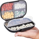 Sukuos Travel Pill Organizer Weekly with Double Lock, Portable Pill Box with Large 7 Compartment, Airtight Daily Medicine Case Container with Labels for Vitamins/Fish Oils/Supplements
