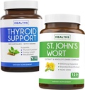 Bundel van St. John's Wort & Thyroid Support - Mood Boost & Balance Bundle - St. John's Wort (Non-GMO) met krachtige 900 mcg Hypericine Extract & Thyroid Ondersteuning met Jodium voor Energieverbetering