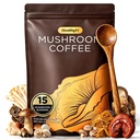 Mushroom Coffee with 15 Natural Mushrooms, Medium Roast Coffee With KSM-66 Ashwagandha & L-theanine Boosts Focus, Immunity, Energy, Mood & Gut Health, Arabica Instant Coffee, Vegan, 40 Servings