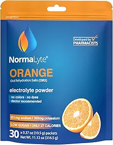 NormaLyte Oral Rehydration Salts-Helps dietary management of POTS Syndrome symptoms- 1 Pouches -30 Sticks (Yields 500mL per Pack)-Orange| Energy Supplements, Potassium Supplement, Dehydration Recovery