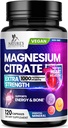 Magnesium Citrate 1000mg Per Serving - 3X Strength Magnesium Supplement for Bone, Muscle, Heart, Natural Sleep Support for Men & Women, Vegan Mag Mineral Pills, Non-GMO, Bottled in USA - 120 Capsules