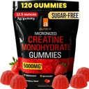 Sugar Free Creatine Monohydrate Gummies 5000mg 120 Count for Men & Women Strawberry Flavor Creatine Gummy, Vegan Creatine Supplement for Muscle Strength Energy Endurance & Workout Gummies