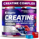 Bageto Creatine Gummies, 8000 MG Complex | 1g Taurine + Electrolytes + 5g Creatine Monohydrate, Creatine Monohydrate Gummies for Women & Men, for Muscles, Energy & Recovery, 0 Sugar 120 Ct