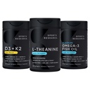 Sports Research® Multivitamin Pack - L-Theanine 200mg w/Suntheanine®, Vitamin D3 5000iu + K2 100mcg, and Alaskan Omega-3 Fish Oil 1250mg