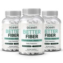 Organics Ocean Better Fiber - Daily Fiber Supplement - Soften Stool for Effortless Bowel Movements - with Psyllium Hulk and Slippery Elm - 3 Bottles