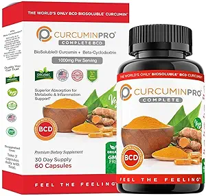 CurcuminPro Compleet met hoge absorptie Kurkuma Supplement. Proteïne-Powered Kurkuma Capsules met BioSoluble Curcumine voor maximale effectiviteit. Natural Curcumin Supplement (60 telling)