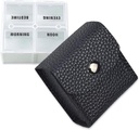 VOFOON Small Pill Organizer, Travel Pill Box for Purse, Pocket Pill Container, 4 Times a Day Daily Portable Medicine Vitamin Case, Fish Oil Supplement Box (4 Compartments, 4X-SU)