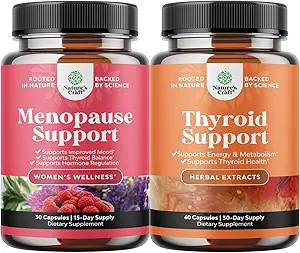 Bundle of Complete Herbal Menopauze Supplement voor vrouwen - Multi-baten Menopauze Relief Hormone Balance en Herbal Thyroid Ondersteuning Complex - Mood Enhancer Energy Supplement voor Thyroid Health