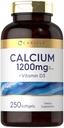 Carlyle Calcium 1200 mg with Vitamin D3 | 250 Softgels | Vitamin D3 1000 IU | Supplement for Women and Men | Non-GMO, Gluten Free