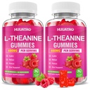 L-Theanine Gummies 400mg, L-Theanine Supplement for Kids & Adults with Ashwagandha, GABA, 5HTP for Calm, Zzz & Relaxation Support, Raspberry Flavor, 120 Counts