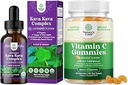 Bundel van Potent Liquid Kava Kava Drops Supplement met Kavalactonen voor Balanced Mood en Kauwbare Vitamine C Gummies voor volwassenen - Ascorbic Acid Natural Immune Booster en Natural Cold Remedy