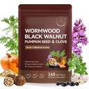 Wormwood Black Walnut 18-in-1 Gut Support Supplement with Pumpkin Seed, Clove, Garlic, Oregano, Supports Digestive Balance, Gut Comfort & Daily Vitality 240 Softgels